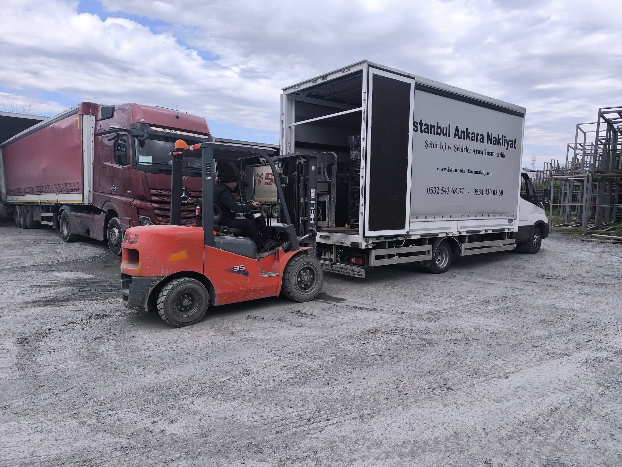 İstanbul Ankara Nakliyat kırmızı forklift yükleme